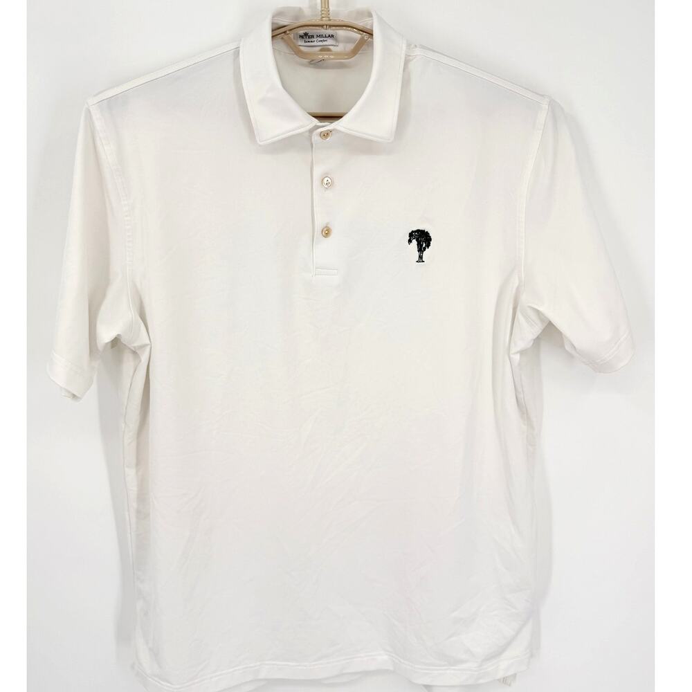 Peter Millar Summer Comfort Performance Golf Polo Shirt White Size Large